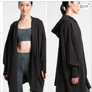 Athleta Mantra Hooded Wrap Cardigan Size XS black
